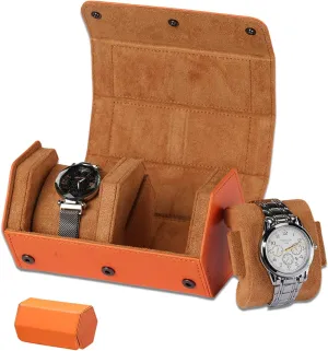 Watch Travel Case Portable Organizer - Luxury Watch Roll Travel Box Recycled Leather Watch Storage and Display for Men and Women