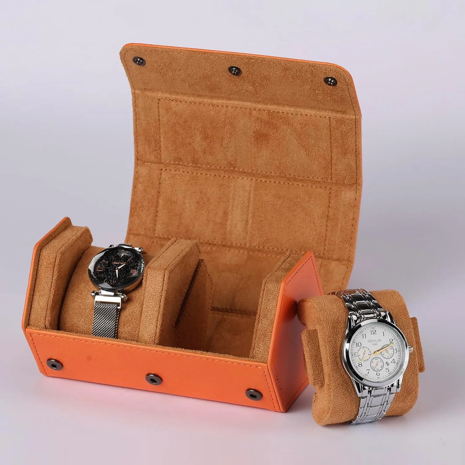 Watch Travel Case Portable Organizer - Luxury Watch Roll Travel Box Recycled Leather Watch Storage and Display for Men and Women
