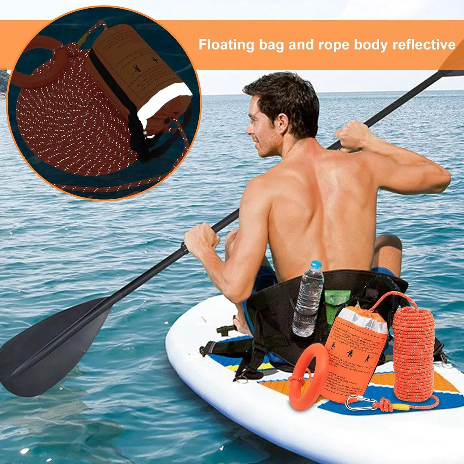 Water Rescue Throw Bag, Safety Boat Life |Reflective Throwable Flotation Device for Kayaking and Rafting,High-Visibility Safety-Boat Save Gear for Rafting Fishing