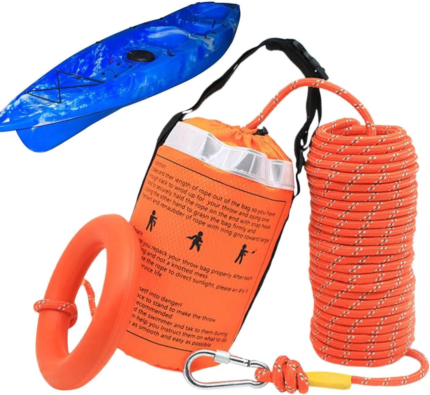 Water Rescue Throw Bag, Safety Boat Life |Reflective Throwable Flotation Device for Kayaking and Rafting,High-Visibility Safety-Boat Save Gear for Rafting Fishing