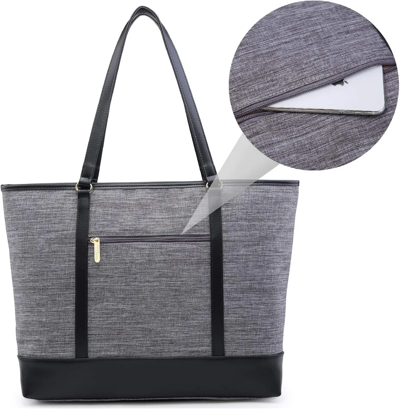 Water Resistant Nylon Laptop Tote Bag for Teacher Large Work Travel Purse fit up to 15.6 inch Laptop