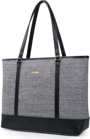Water Resistant Nylon Laptop Tote Bag for Teacher Large Work Travel Purse fit up to 15.6 inch Laptop