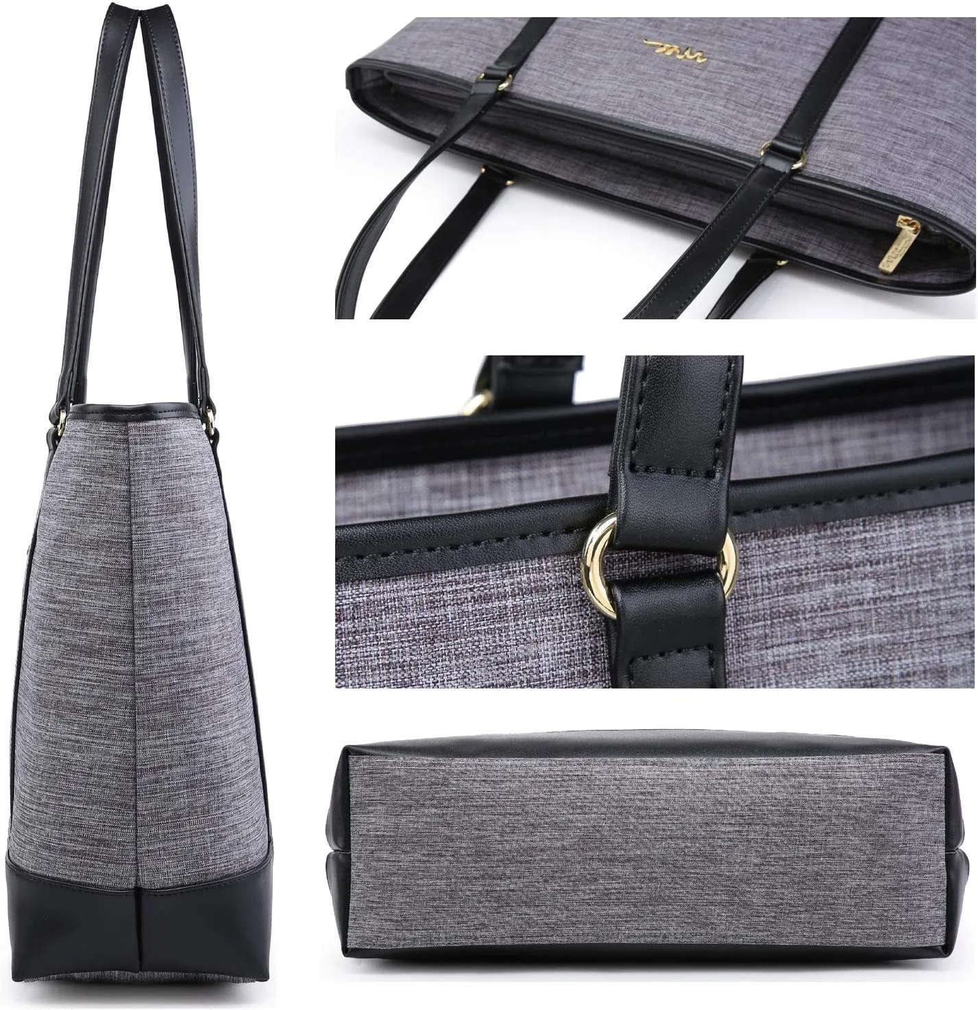 Water Resistant Nylon Laptop Tote Bag for Teacher Large Work Travel Purse fit up to 15.6 inch Laptop