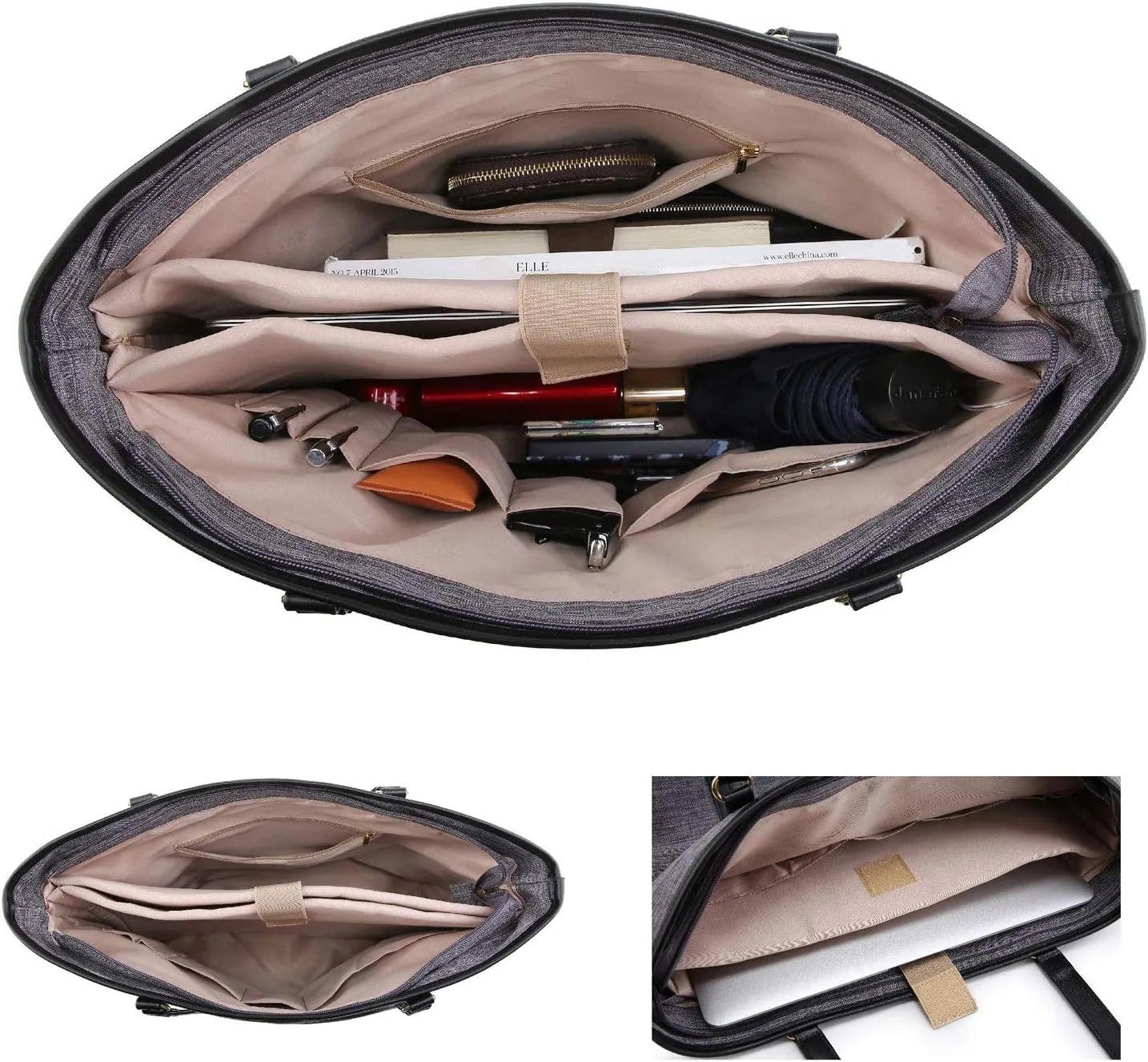 Water Resistant Nylon Laptop Tote Bag for Teacher Large Work Travel Purse fit up to 15.6 inch Laptop