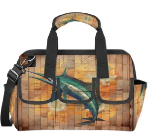Water Swordfish Wall Tool Bag Wide Mouth 14.8" Portable Tools Tote 14 Pockets Waterproof Heavy Duty Tool Organizer Adjustable Shoulder Strap for Men Women Garden Tools