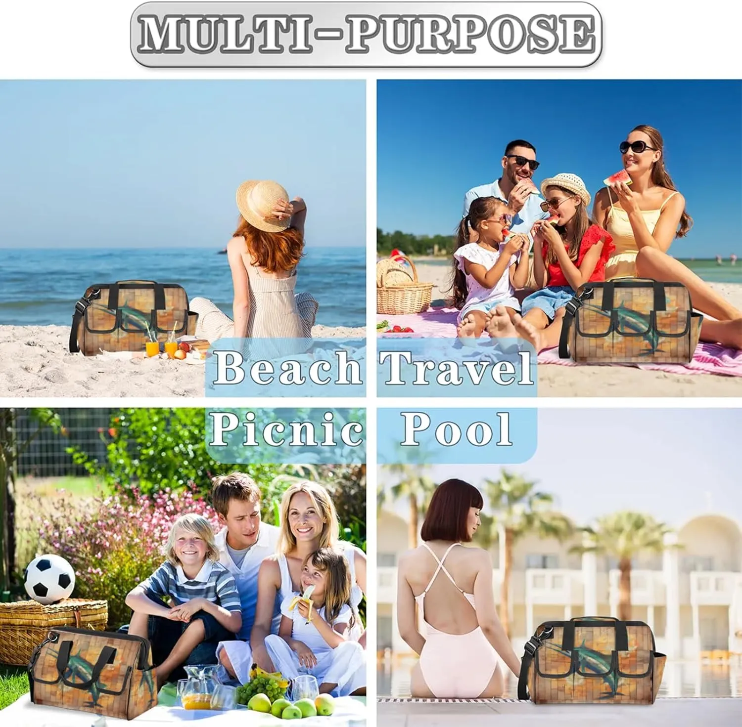 Water Swordfish Wall Tool Bag Wide Mouth 14.8" Portable Tools Tote 14 Pockets Waterproof Heavy Duty Tool Organizer Adjustable Shoulder Strap for Men Women Garden Tools