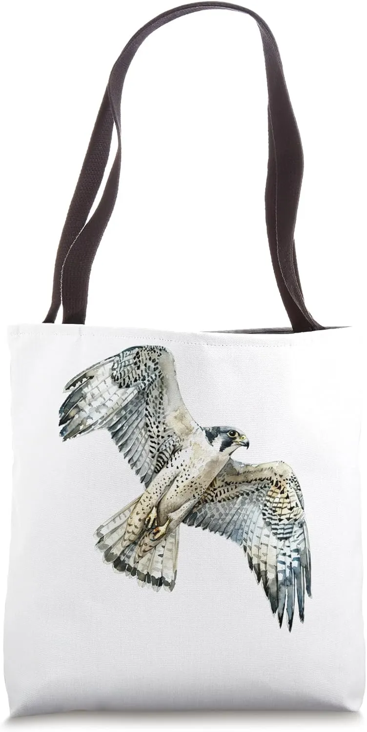 Watercolor Flying Peregrine Falcon Bird Ornithology Wildlife Tote Bag