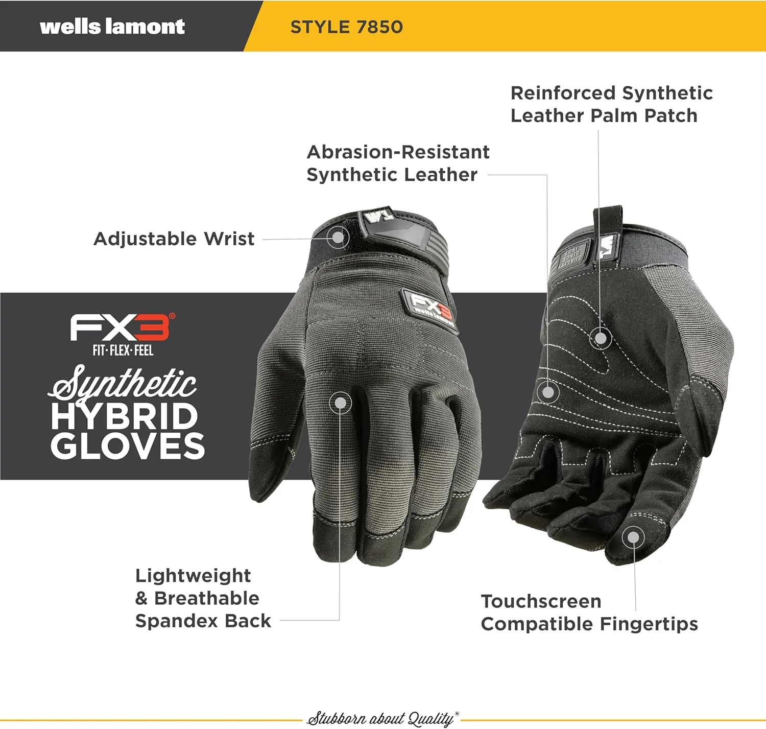 Wells Lamont Men's Leather Palm Work Gloves | Heavy Duty, Form Fitting for Improved Dexterity | Made with Water-Resistant HydraHyde, Blue, Large (3207L)