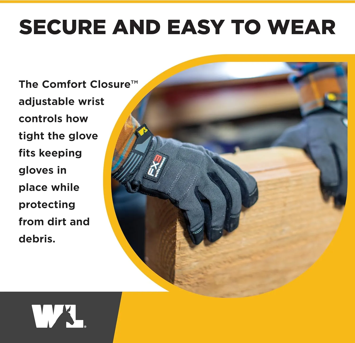 Wells Lamont Men's Leather Palm Work Gloves | Heavy Duty, Form Fitting for Improved Dexterity | Made with Water-Resistant HydraHyde, Blue, Large (3207L)