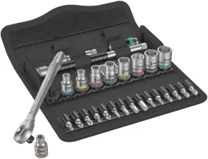 Wera 05004020001 8100 SA 10 Zyklop Metal Ratchet Set with push-through square, 1/4" drive, imperial, 28 pieces
