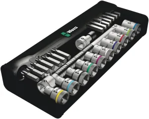 WERA 8100 SC 8 Zyklop Metal Ratchet Set with switch lever, 1/2" drive, metric, 28 pieces