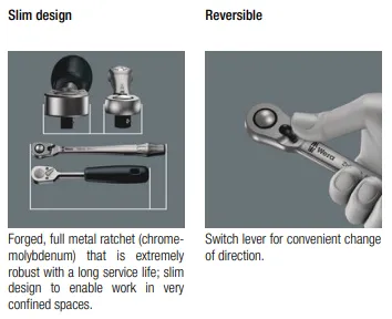 WERA 8100 SC 8 Zyklop Metal Ratchet Set with switch lever, 1/2" drive, metric, 28 pieces