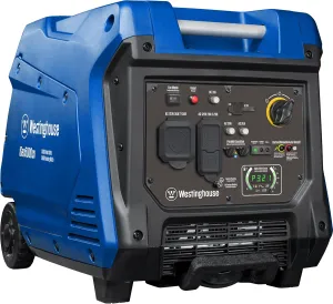 Westinghouse 5000 Peak Watt Super Quiet Portable Inverter Generator, Wheel & Handle Kit, RV Ready 30A Outlet, Gas Powered, CO Sensor, Parallel Capable,Blue