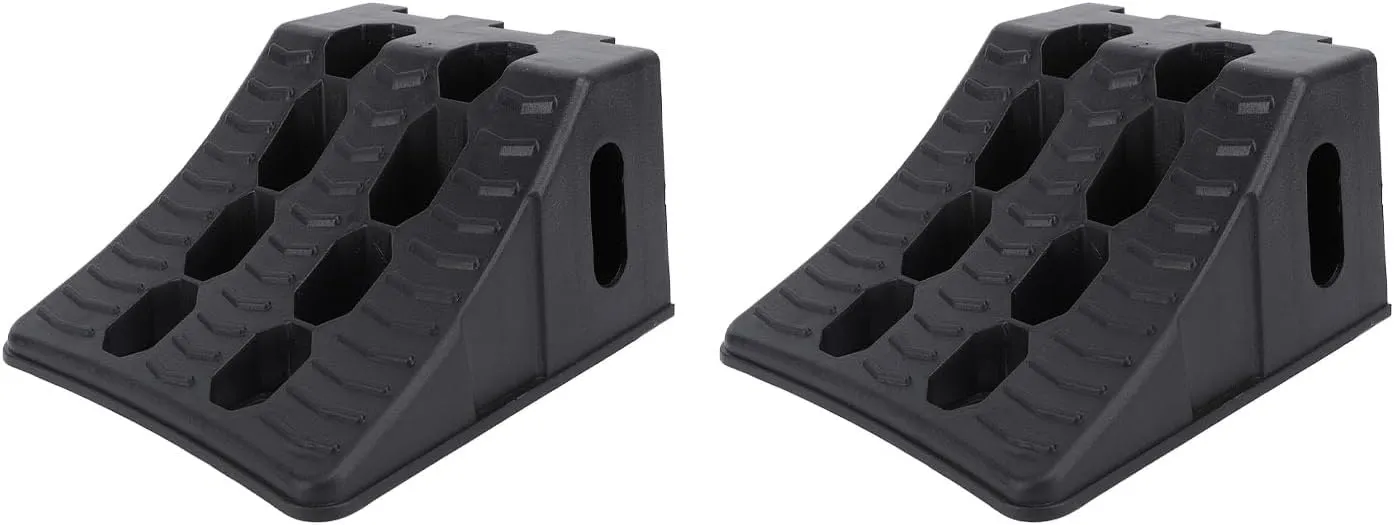 Wheel Chock Heavy Duty Anti Slip Weatherproof High Stability Wheel Wedge for Travel Trailer RV Truck Made of HDPE Material Size 225x180x120mm Quantity 2pcs