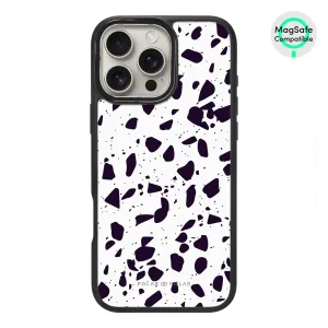 White Rocky Road Terrazzo - iPhone 16 Pro Max Frosted Black Bumper MagSafe Case