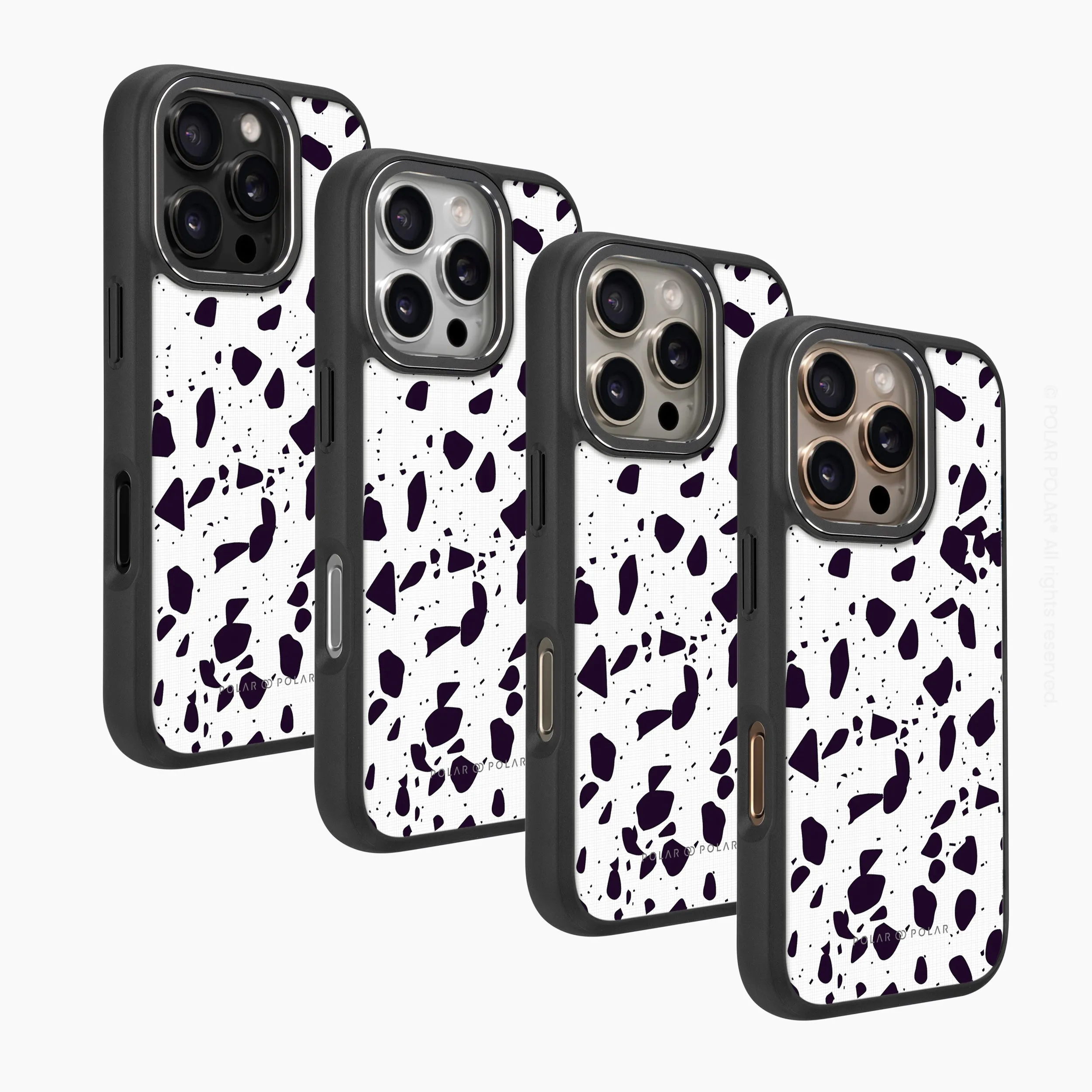 White Rocky Road Terrazzo - iPhone 16 Pro Max Frosted Black Bumper MagSafe Case