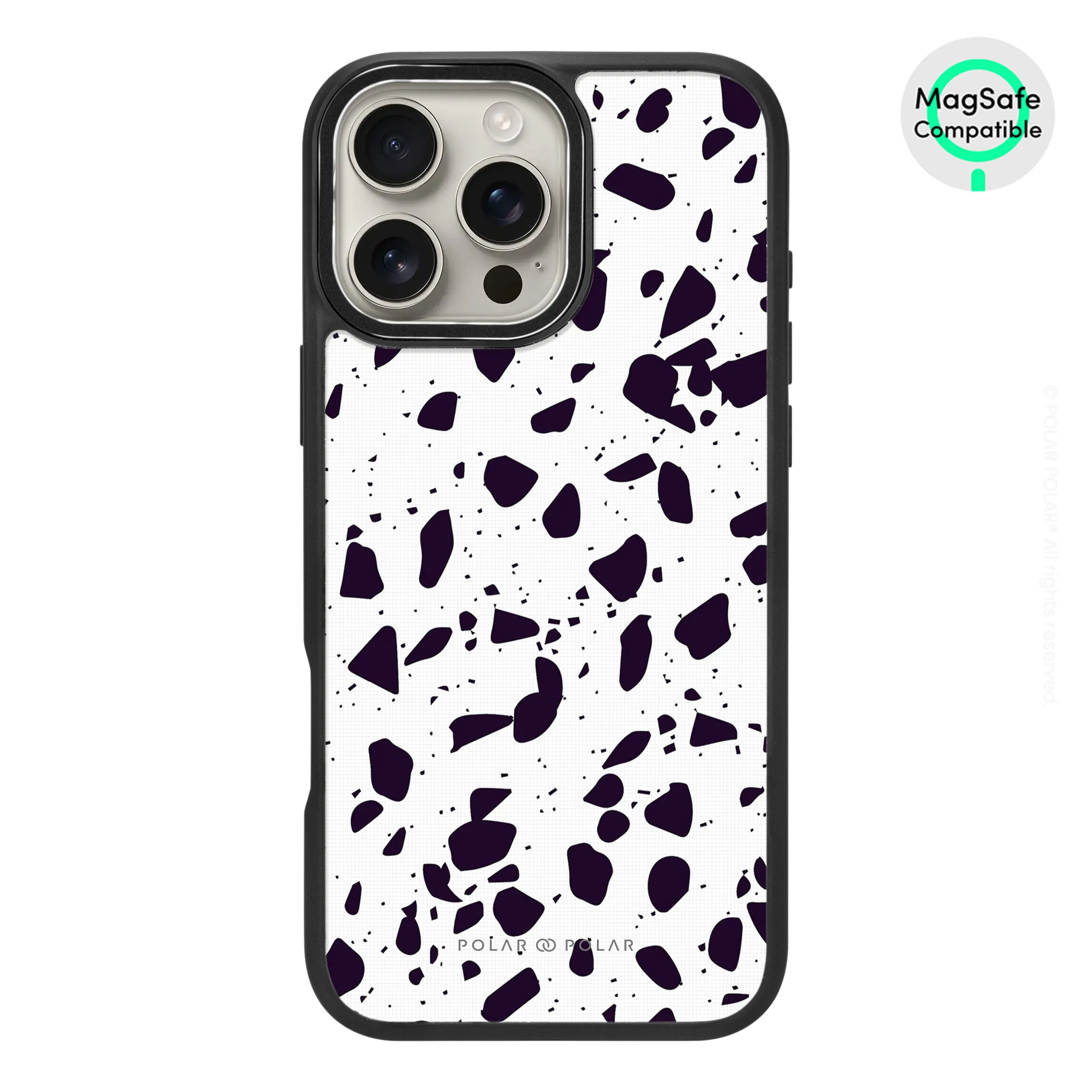 White Rocky Road Terrazzo - iPhone 16 Pro Max Frosted Black Bumper MagSafe Case