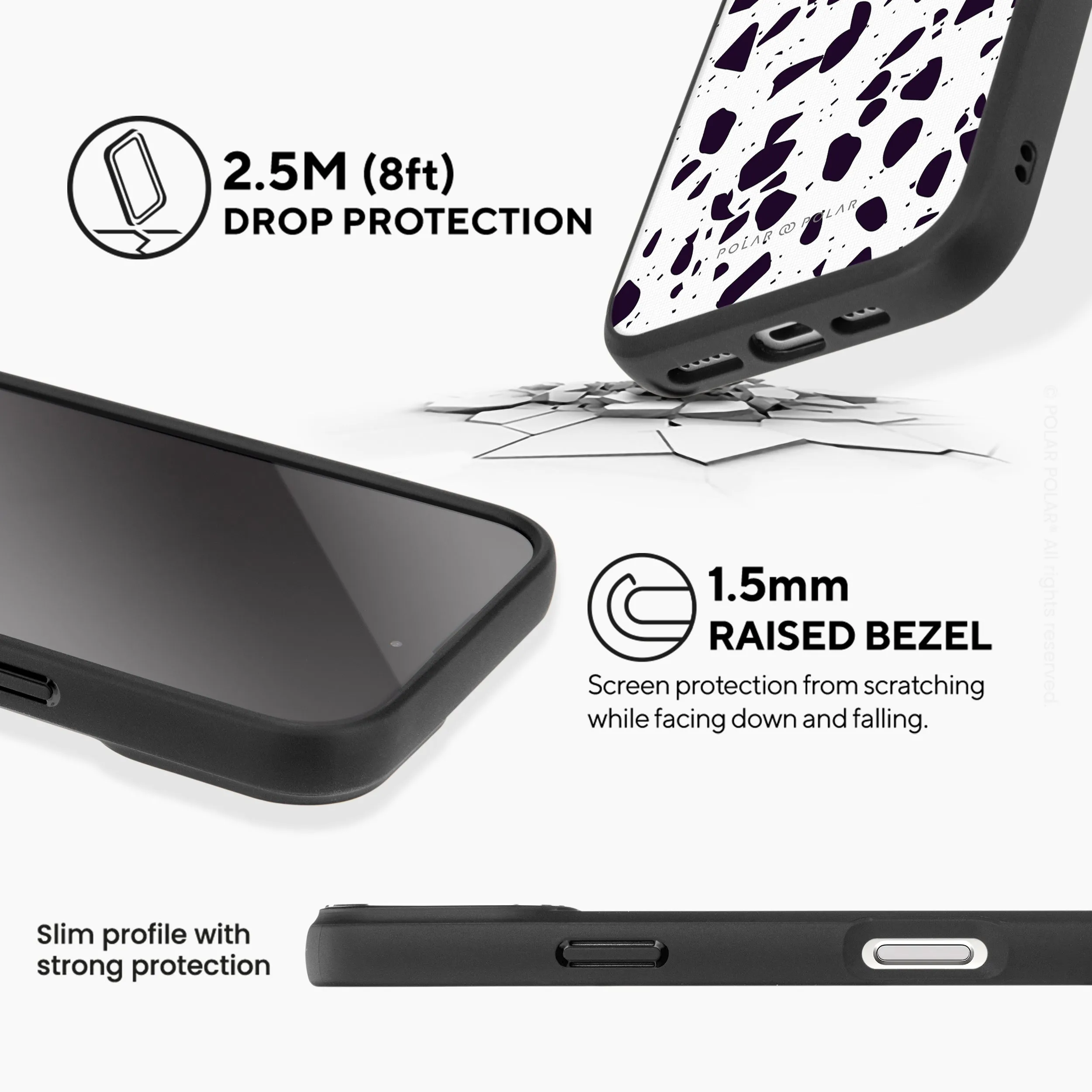 White Rocky Road Terrazzo - iPhone 16 Pro Max Frosted Black Bumper MagSafe Case