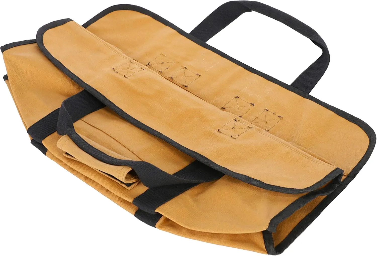WHITEDUCK TUFF Large Firewood Carrier 21 Oz. Heavy Duty Waxed Canvas Log Carrier Holder for Fireplace, Carrying Wood Indoor & Outdoor (Tan, Tote Shape (23"x10"x12"))
