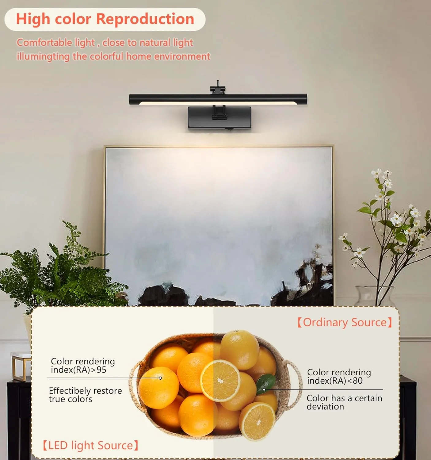 Wireless Picture Light - Battery Powered with Remote and Timer, 15.75in Gallery Lights Black, Rechargeable Art Light with Adjustable LED Display Lighting - 3CCT