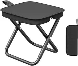 with Carrying Pouch, 11 inch Portable Folding Chair 1.1 lb Foldable Camping Stool Outdoor Footstool for Traveling, Walking, Hiking, Fishing, Picnic, Barbecue