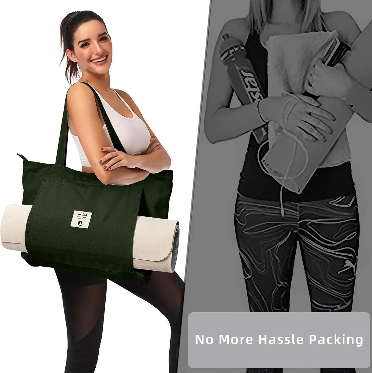 WLLWOO WLLWOO Yoga Bags for Women with Yoga Mats Bags Carrier Carryall Canvas Tote for Pilates Shoulder for Travel Office Beach Workout