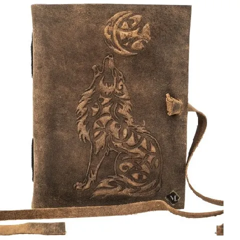 Wolf Leather Journal Embossed Bound Notebook