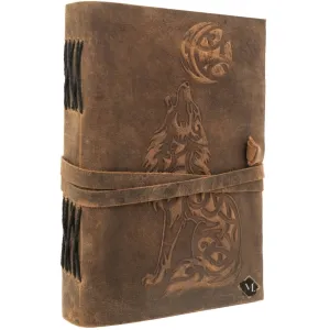 Wolf Leather Journal Embossed Bound Notebook