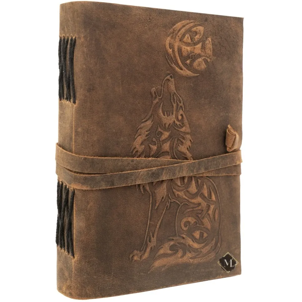 Wolf Leather Journal Embossed Bound Notebook