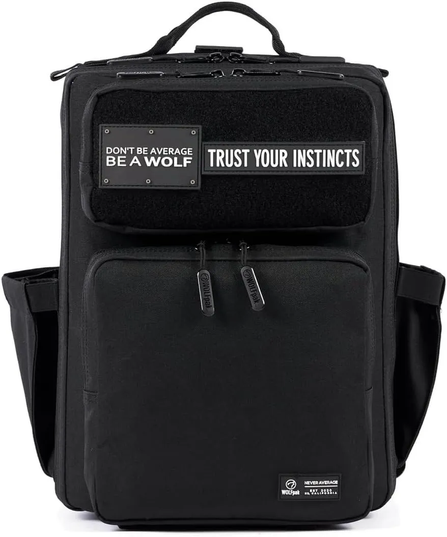 WOLFpak 15L Backpack (Alpha Black) Slim Everyday Carry Backpack for Men & Women, Water-Resistant Minimalist Daypack for Laptop & Travel