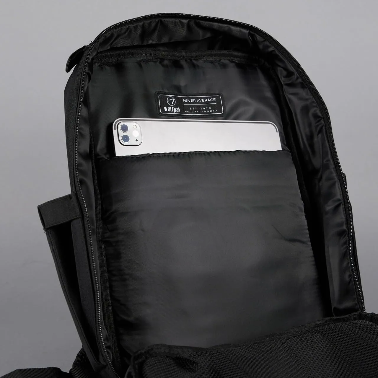 WOLFpak 15L Backpack (Alpha Black) Slim Everyday Carry Backpack for Men & Women, Water-Resistant Minimalist Daypack for Laptop & Travel