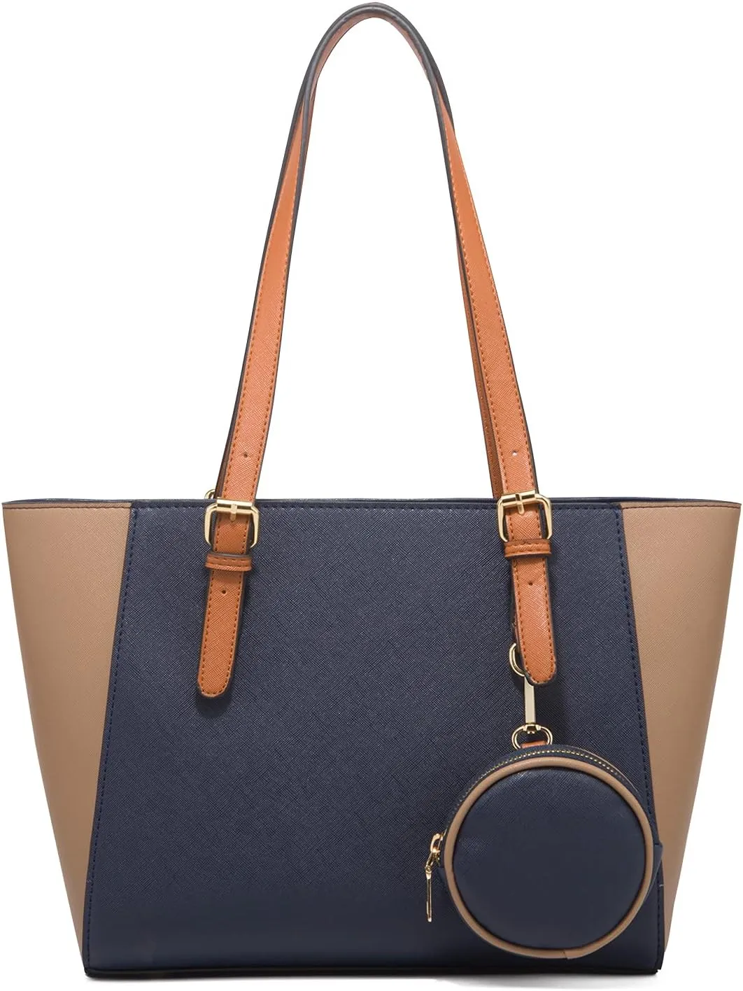 Women 3pcs Tote Shoulder Handbag Purse Set Faux Leather Cylindrical Crossbody Bag Coin Wallet