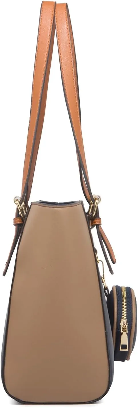 Women 3pcs Tote Shoulder Handbag Purse Set Faux Leather Cylindrical Crossbody Bag Coin Wallet