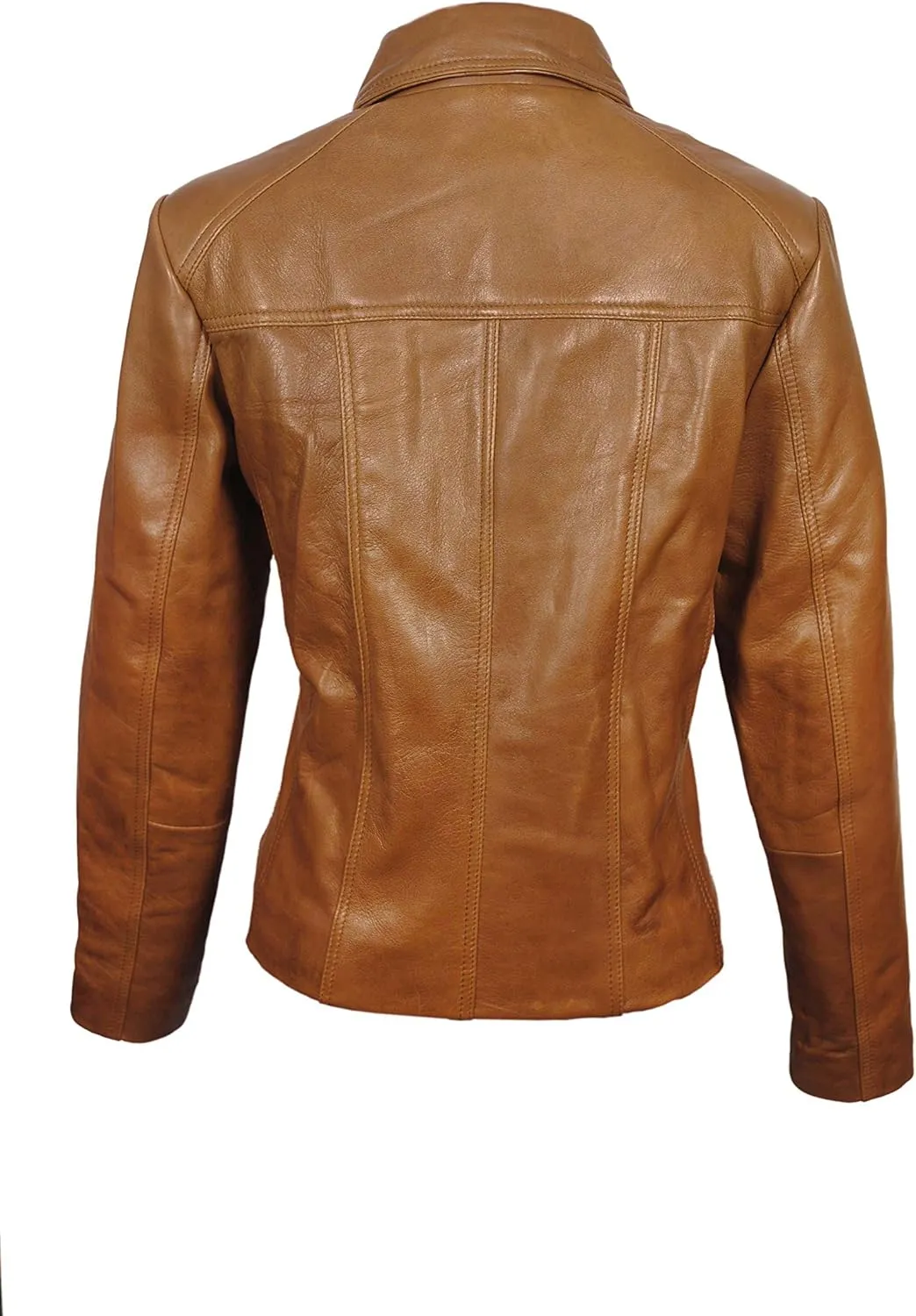 Women's Lambskin Leather Short Peacoat Jacket