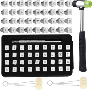 WONVOC 44 PCS Leather Stamping Tools, 36 PCS Leather Letter Stamps, Leather Stamping Kit, with Wool Dauber Stamping Tools, Leather Hammer, for DIY Leathercrafts