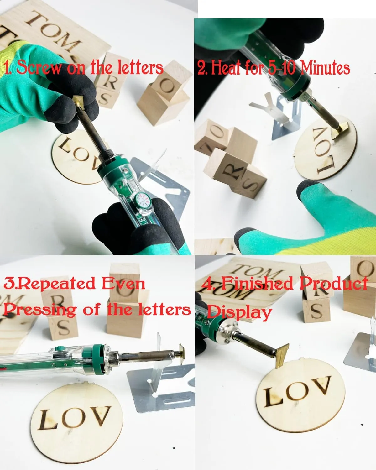 Wood Burning Alphabet Letter Kit, Branding Irons Personalized for Wood Leather Branding Set Compatible with Walnut Hollow Iron Wood Burning Stamp with 26 Iron 5/8” Tall (Tea1)