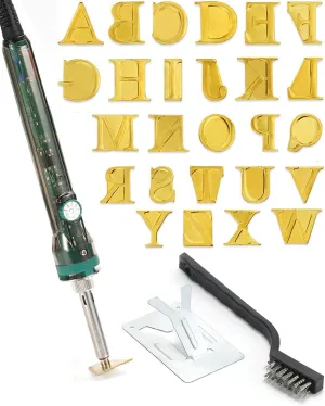 Wood Burning Alphabet Letter Kit, Branding Irons Personalized for Wood Leather Branding Set Compatible with Walnut Hollow Iron Wood Burning Stamp with 26 Iron 5/8” Tall (Tea1)