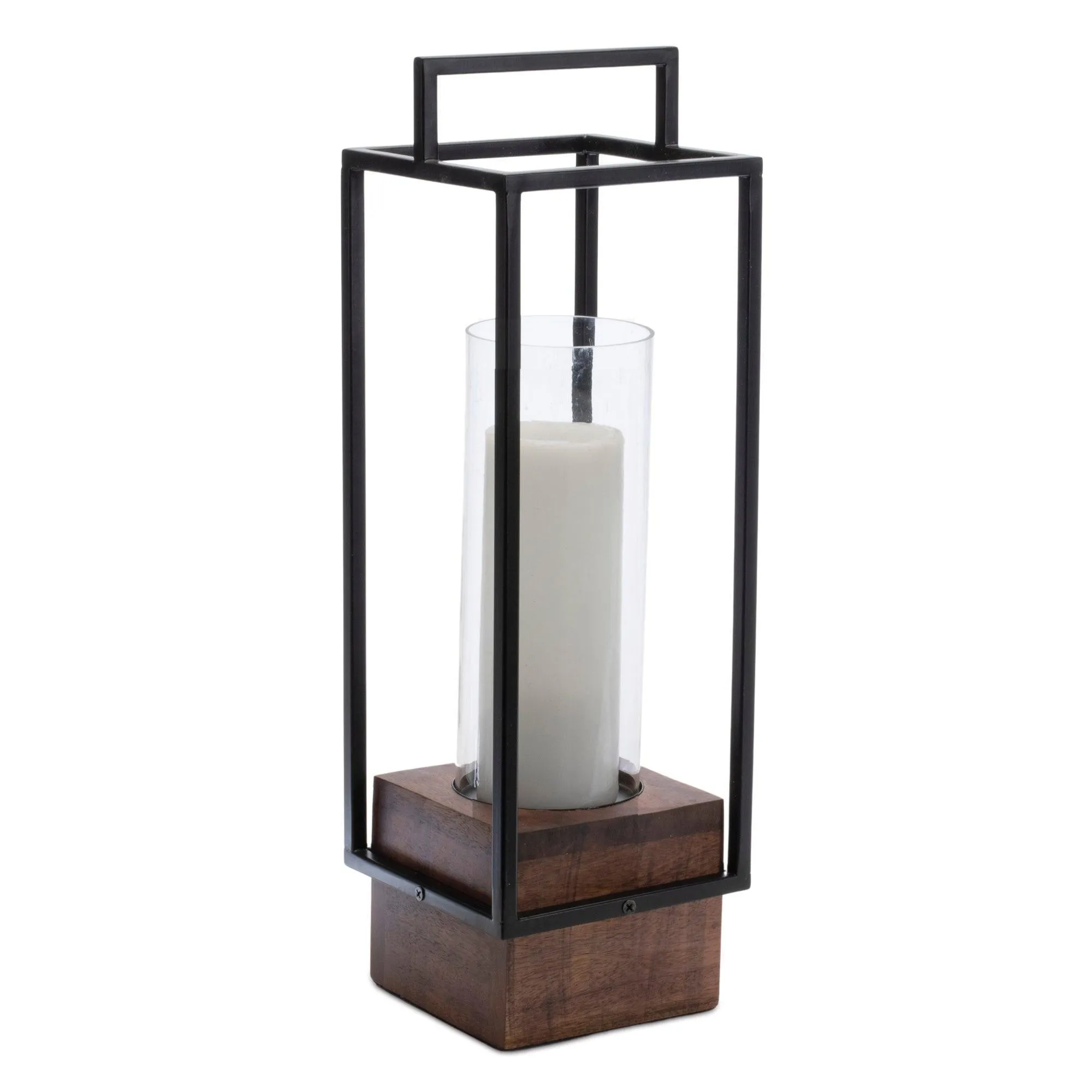 Wood Candle Holder with Iron Frame 20"H