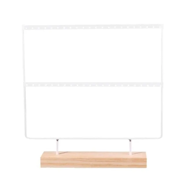 Wooden Metal Jewelry Display Rack Stand for Fashion Ear Hook Drop Earrings Showcase