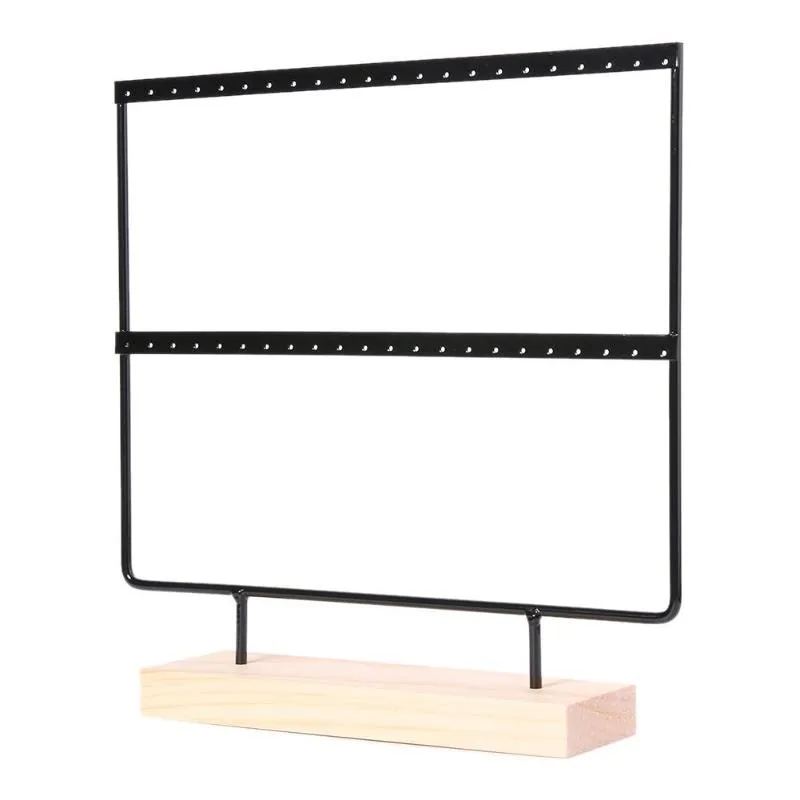 Wooden Metal Jewelry Display Rack Stand for Fashion Ear Hook Drop Earrings Showcase