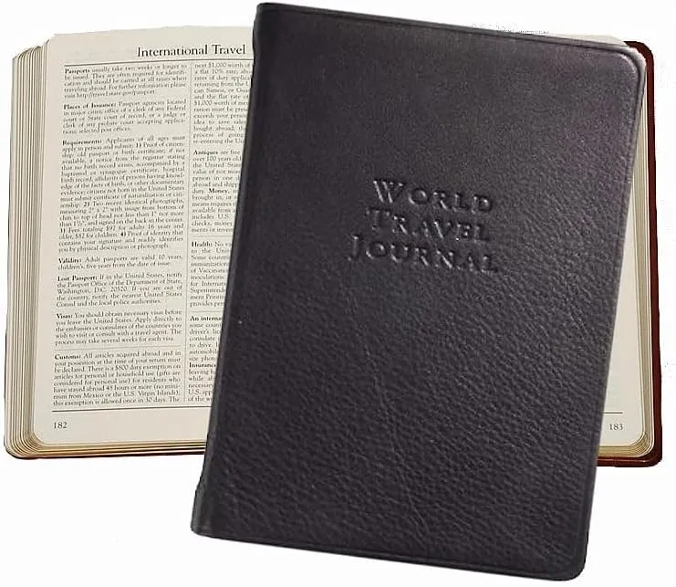 World Travel Journal Pocket 6in Black Fine Leather by Graphic Image - 4x6