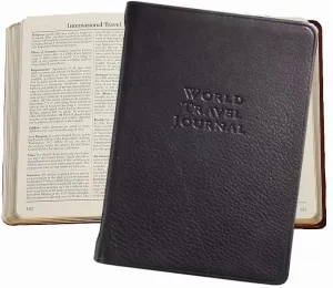 World Travel Journal Pocket 6in Black Fine Leather by Graphic Image - 4x6