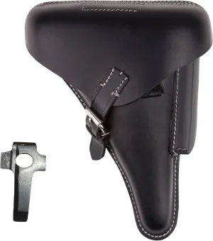 WWII German Luger P08 Hardshell Black Leather Holster with Takedown Tools