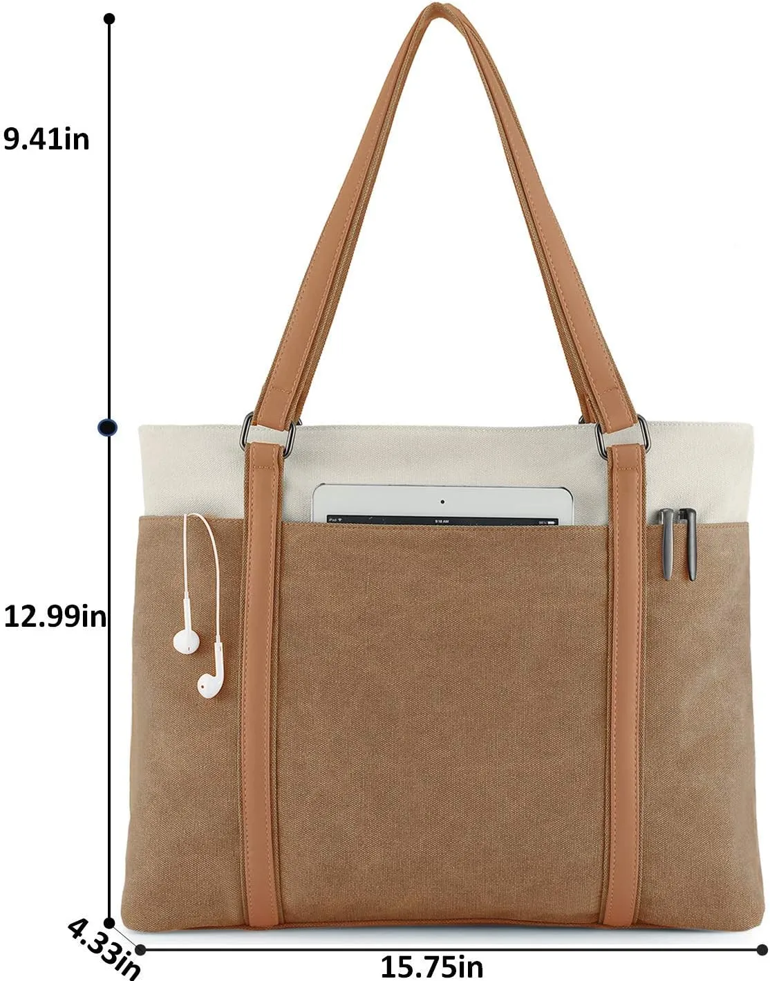Wxnow Women Laptop Tote Bag Canvas Handbag Purse Shoulder Bag
