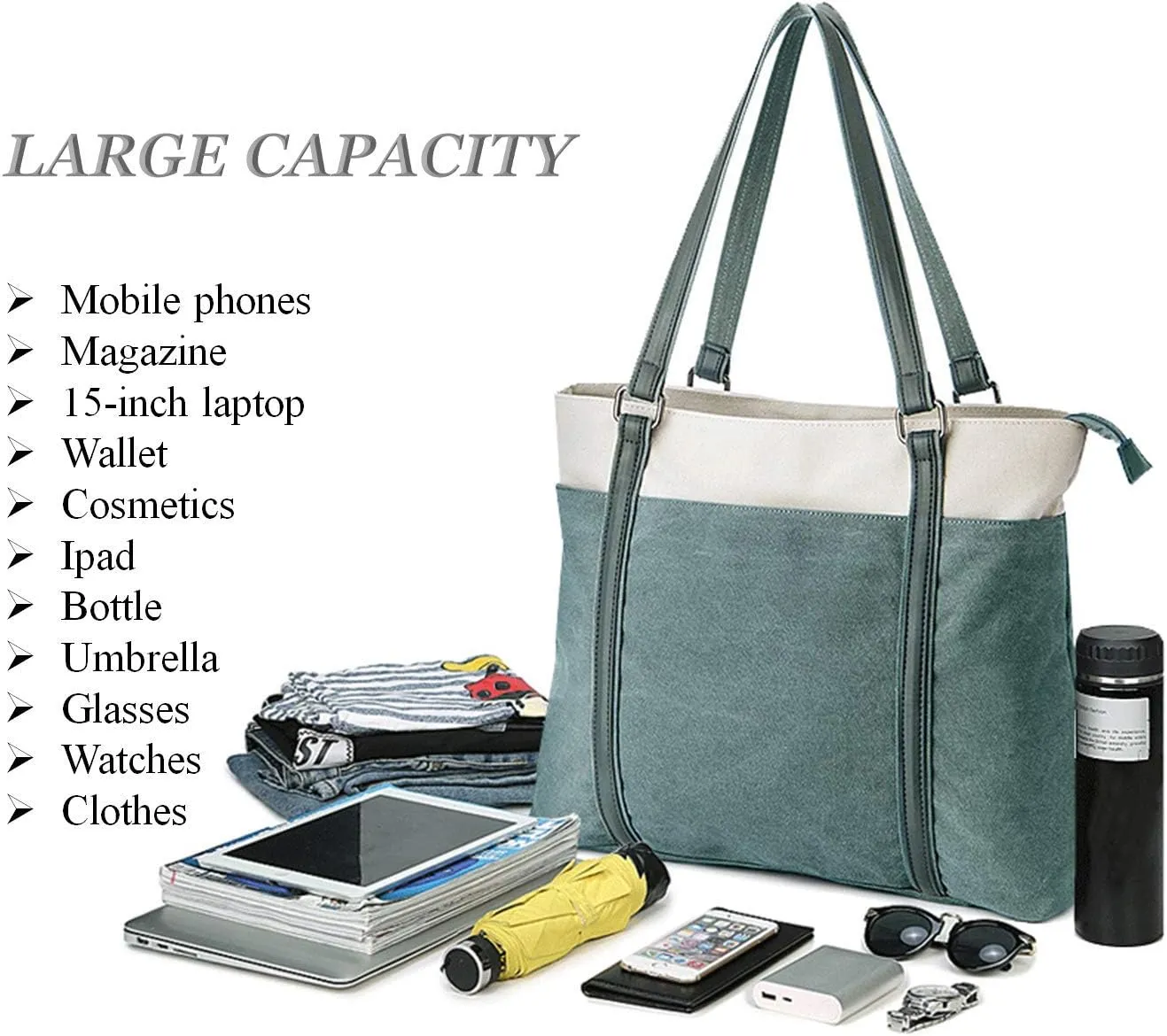Wxnow Women Laptop Tote Bag Canvas Handbag Purse Shoulder Bag