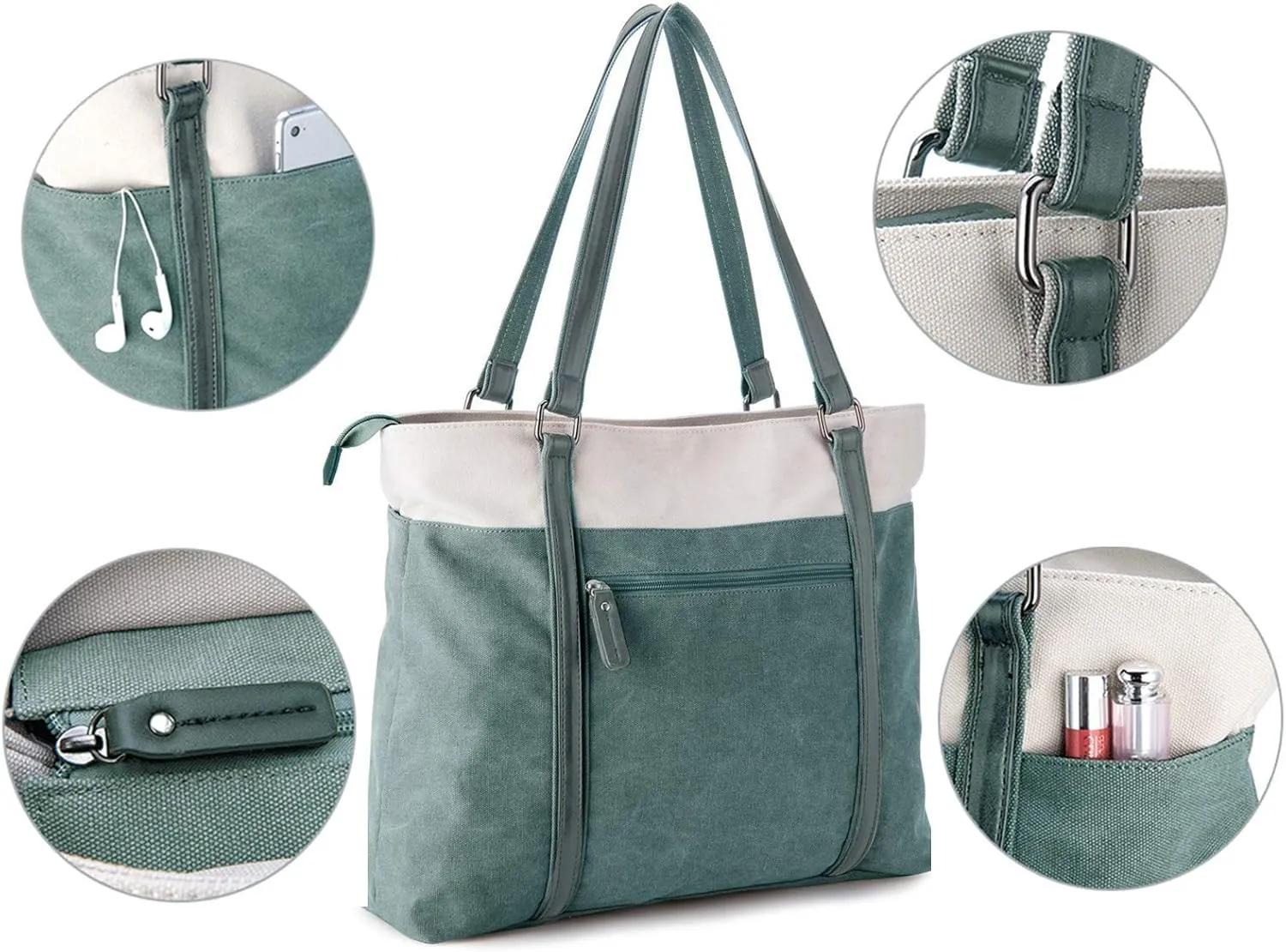 Wxnow Women Laptop Tote Bag Canvas Handbag Purse Shoulder Bag