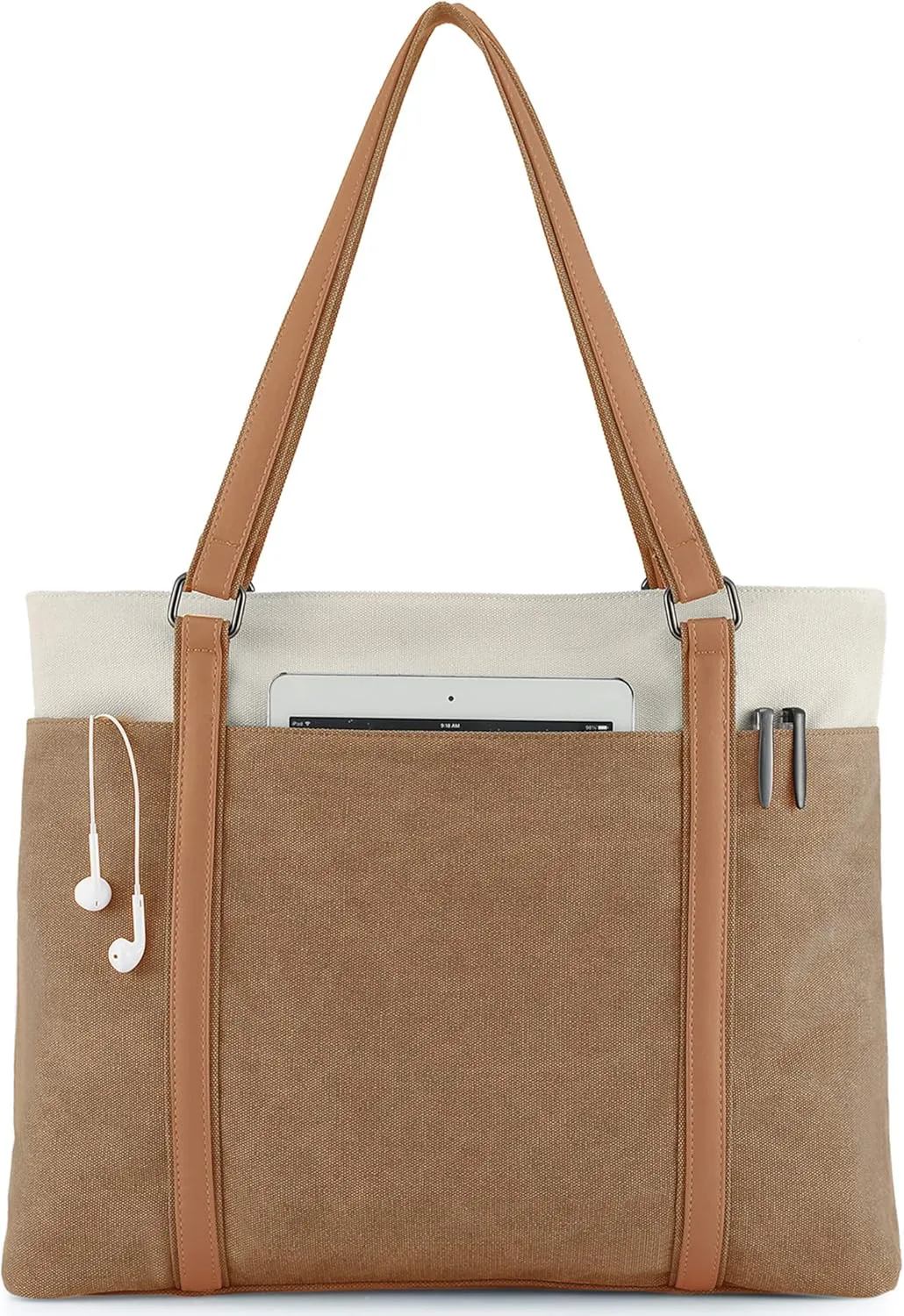 Wxnow Women Laptop Tote Bag Canvas Handbag Purse Shoulder Bag