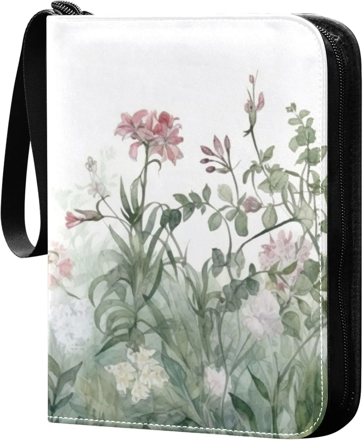 xigua Colorful Herbal Wildflower Card Binder 4-Pockets, Trading Card Binder 400 Pockets Baseball Card Binder Waterproof PU Leather Card Collection Binder for Games Card Album Card