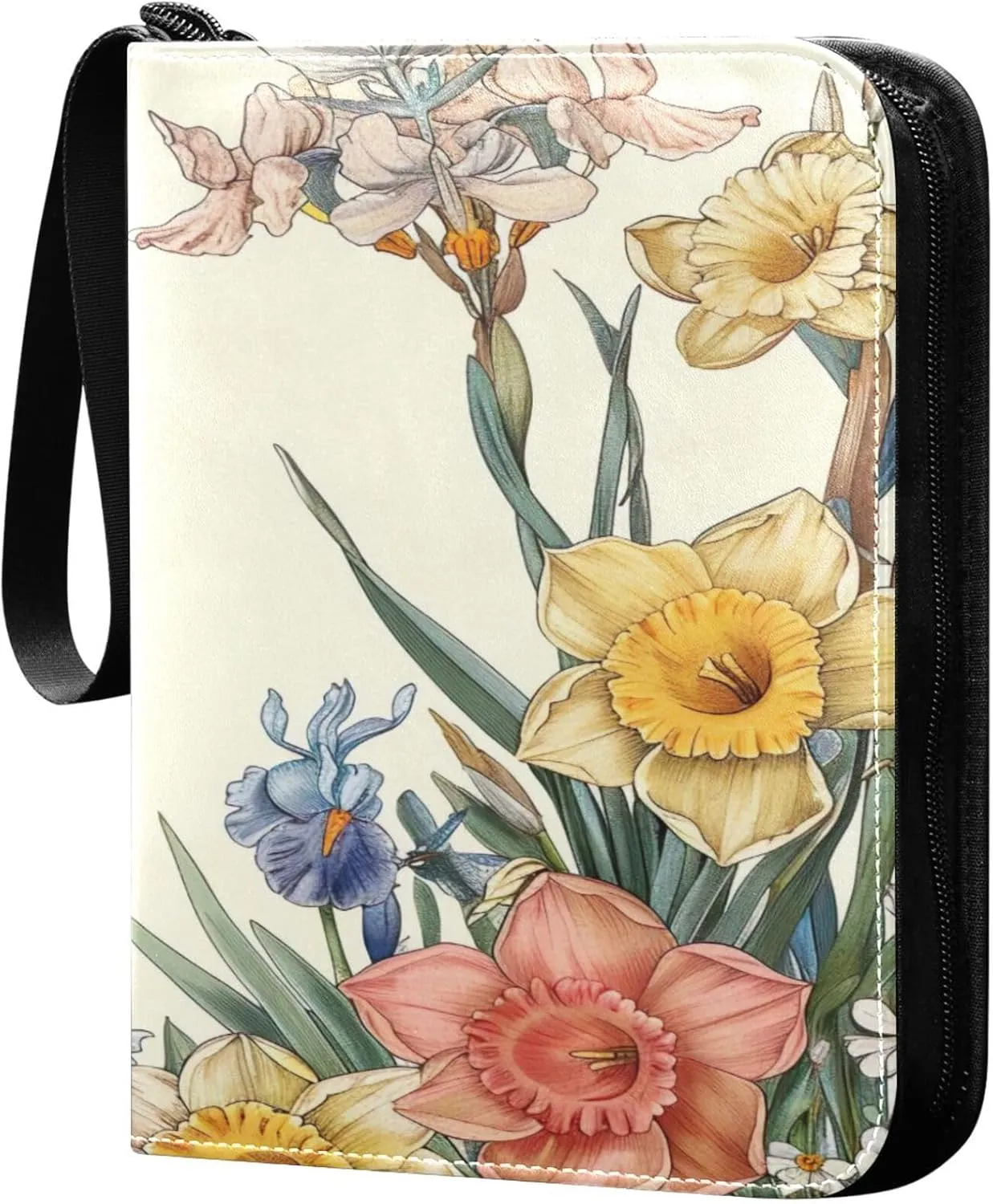 xigua Colorful Herbal Wildflower Card Binder 4-Pockets, Trading Card Binder 400 Pockets Baseball Card Binder Waterproof PU Leather Card Collection Binder for Games Card Album Card