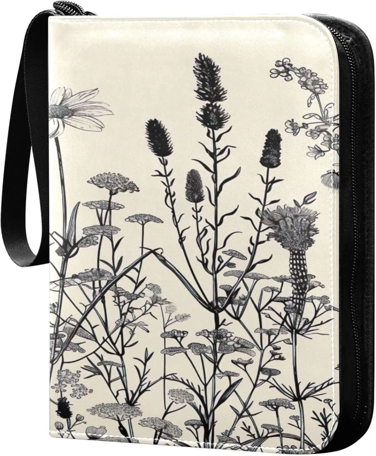 xigua Colorful Herbal Wildflower Card Binder 4-Pockets, Trading Card Binder 400 Pockets Baseball Card Binder Waterproof PU Leather Card Collection Binder for Games Card Album Card